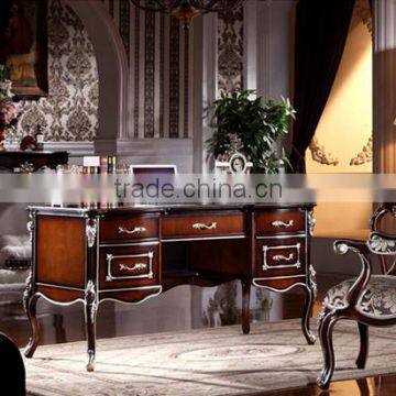Luxury American Style Office Desk, Royal Palace Study Room Furniture, Wooden Hand Carved Writing Desk (BF01-ML016) photo-2