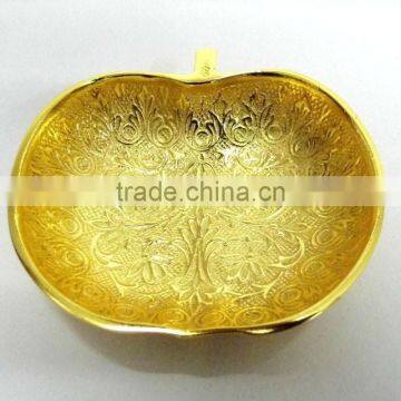 Beautiful wedding gift gold plated brass apple shape bowl