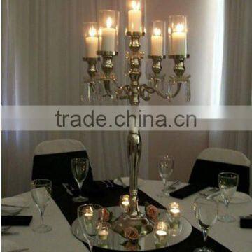 GLASS CANDELABRA CENTERPIECE FOR WEDDING, CANDELABRA WITH GLASS