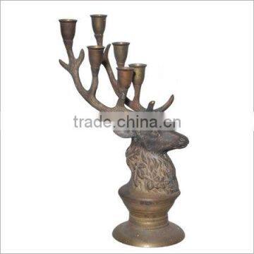 Rustic Finish Deer Candle Holder -white antique finish