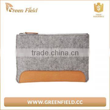 Fabric clutch pouch,new design felt clutch bag with PU leather