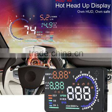 Hot-selling New Colorful Big 5.5 Display Screen Car HUD Head Up Display OBD2 Feul Comsuption/Speed/Tire Pressure Alarm Car HUD