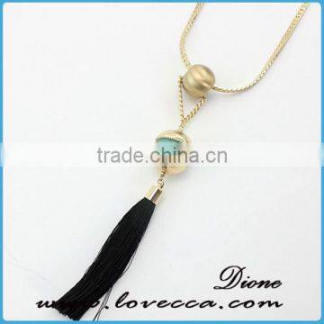 Natural Semi Precious Gemstone Necklace,tassel Necklace With Turquois Bead photo-2