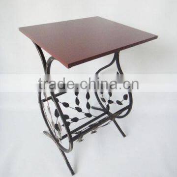 New Metal Leaf Design Magazine Table Tempered Wooden Top Coffee Table photo-3