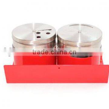 red coating glass spice magnetic jar with metal lids