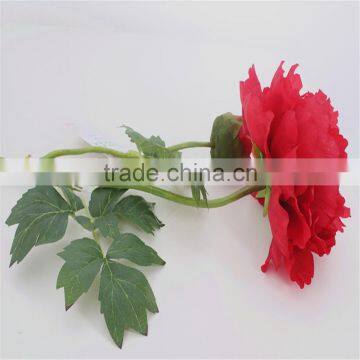 SJ20170053 artificial red fabric peony flower for indoor decoration