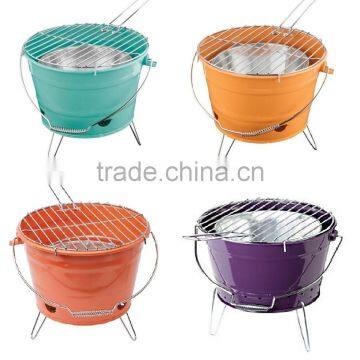 Hot Sales Colorful Outdoor Mini Charcoal Bucket Portable BBQ Grill for Camping