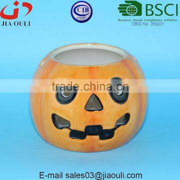 BSCI Audit Factory Halloween decorations ceramic pumpkin candle holder