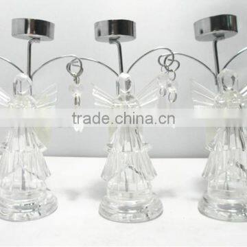 clear Acrylic angel with iron candle holders elegrane Xmas ornament