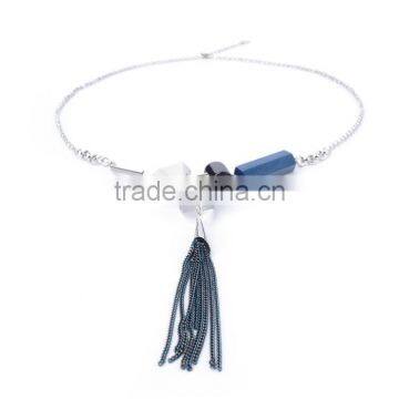 Assorted Geometric Beads Chain Necklace Long Chain Tassel Necklace