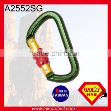 28KN D Type	Aluminum Mountain Climbing Carabiner With Screw Lock