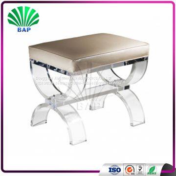 Fashion Acrylic Stool Soft Cushion Plexiglass Stool With U-Shape Stool Legs photo-2