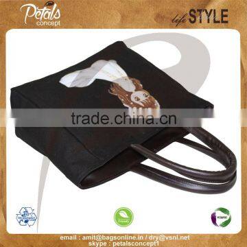 12 oz Dyed Canvas Tote Bag With Polyester Lining & With PU Padded Rope Handle & Bottom photo-3