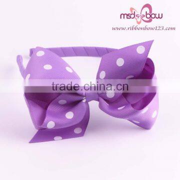 Polka Dots Brown Grosgrain Ribbon Kids Hair Bows photo-2