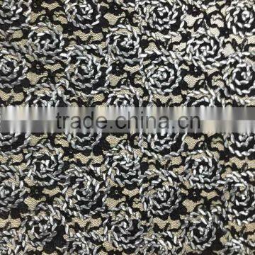 3D coiling embroidery rosette nylon voile lace fabric