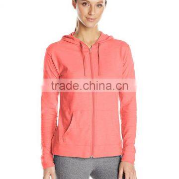 China Promotional Custom Supreme Quality Polyester / Cotton Zipper Long Sleeve Plain Sport Hoodie for Women photo-4