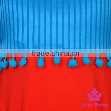 Lake Little Girl Clothing Plain Blue And Red Halter Infant Newborn Pom Blank Bodysuit Baby Romper photo-3