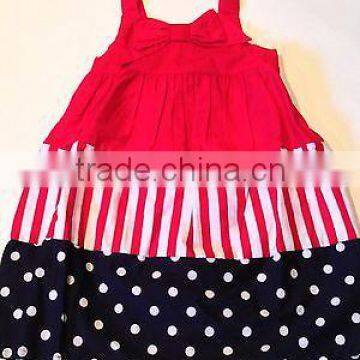 latest party wear dresses for girls 4TH OF JULY Red White Blue Dress western party wear stripe& dot dresses