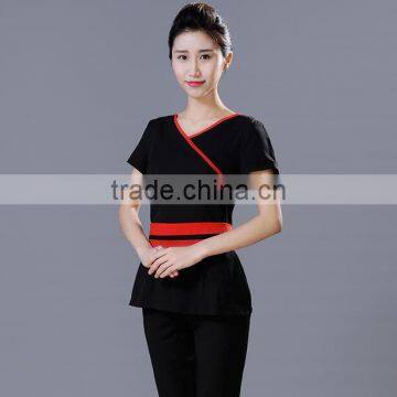 Custom Juqian Brand Chantilly Cotton and Polyester Mix Beauty SPA Uniform Suit photo-2