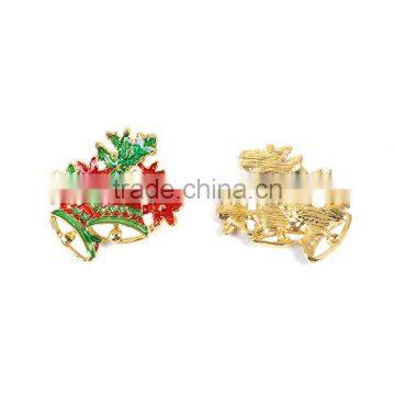 Pin Brooches Christmas Jingle Bell Gold Plated Red & Green Enamel Brooch Wholesale photo-3
