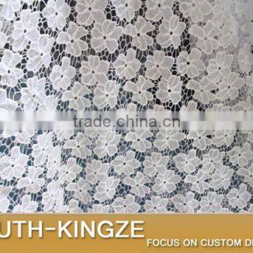 White Flower Hollow African Cord Guipure Jacquard Lace Fabric for Party Dress photo-2