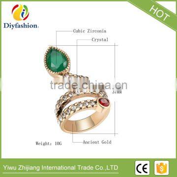 Animal Ring Jewelry For Women Finger Fashion Accessories Retro Gold Green Stone Snake Ring Party Gift photo-2