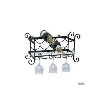 Wall Mounted Hanging Wine Rack With Wine Glass Holder MH-MR-15039