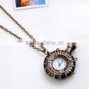 Vintage Mysterious Pot Pocket Watch Long Chain Pendant Necklace