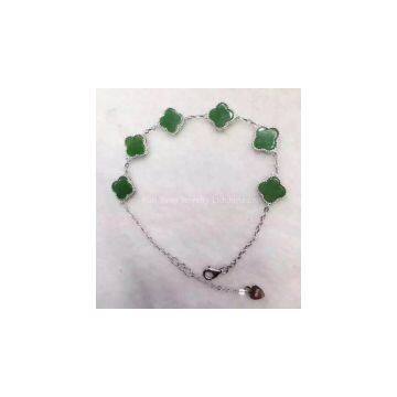 Four Leaf Clover Green jade bracelet