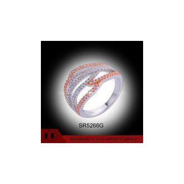 Micro Pave Rhodium And Rose Gold Plating Eternity Band Rings