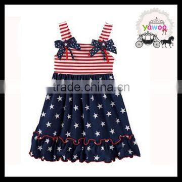 Neck Design 4th of July Dress Girls Summer Dresses Latest Children Frocks Designs Baby Girls Party Wear Dress photo-3
