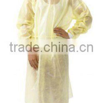 Round neck nonwoven isolation gown/visitor gown with knitted cuff