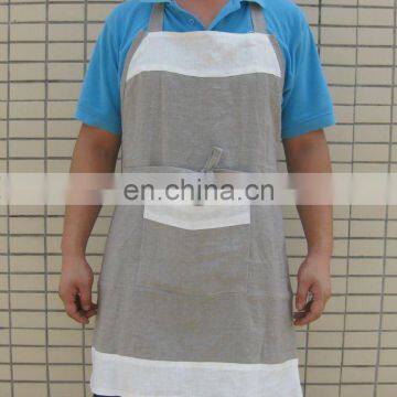 100% pure linen natural color with white edge apron