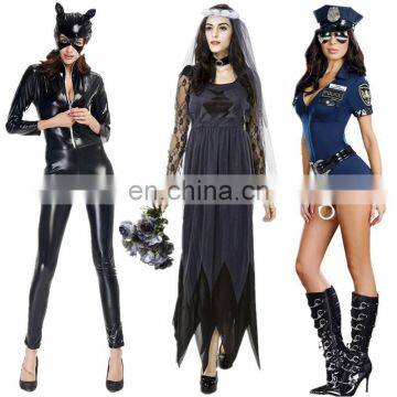 Catwoman/ghost bride/police halloween cosplay costume