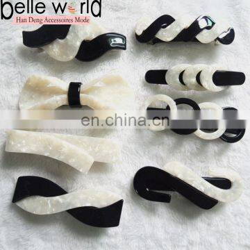 New style fashion white & black acetate geometry hair barrette clip