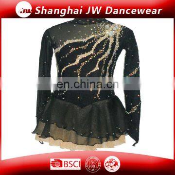 Classic black Ice Skating Dance Dresses with Rhinestone