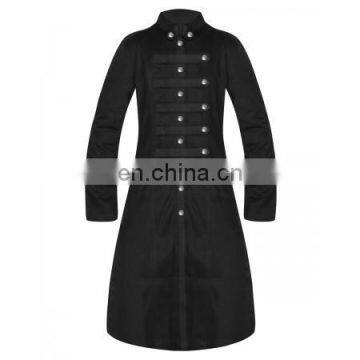 Men Dark Military Straight Trench Black Gothic Fashion Long Coat