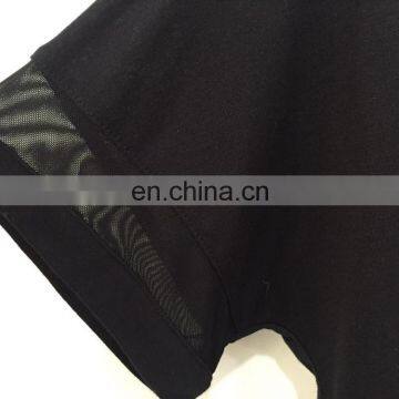 2017 Summer Mesh Cloth Splicing Printing Round Neck T-shirt photo-4