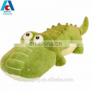 OEM custom green big eyes plush crocodile toy alligator pillow