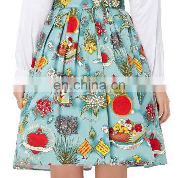Grace Karin Women Pleated Big Size Vintage Skirt Pinup 50S 60S Cotton Floral Print Skirt CL6294-6 photo-4