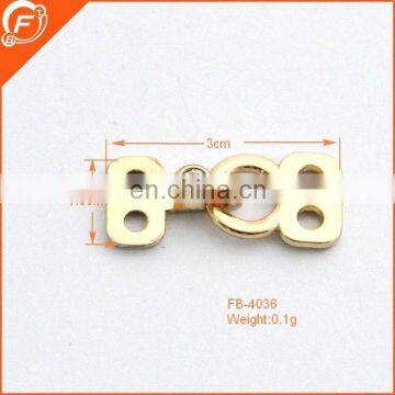 2017 fashion design nice imitation gold color hook and eye accessory for clothes garments