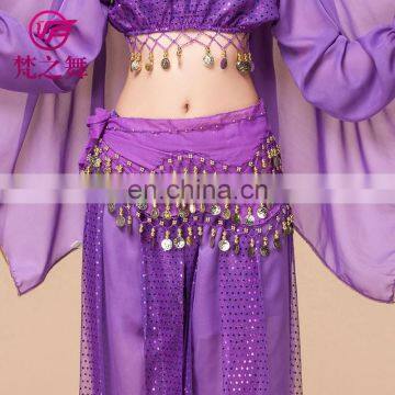 Cheap Chiffon 128 Coins Belly Dance Hip Scarf Belt With Gold Coins Y-2012# photo-5