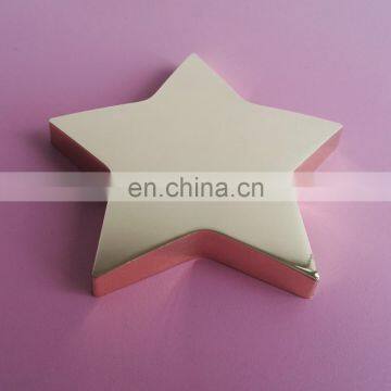 hot sale blank gold finish tone five pointed star shaped paperweight