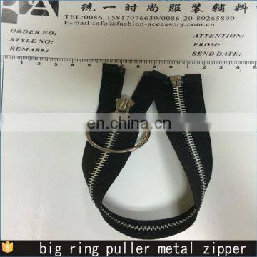 5# black tape slider and big ring puller metal zipper