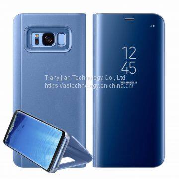 New Samsung Galaxy S7 S8+ S9 + Smart View Mirror Leather Flip Stand Case Cover