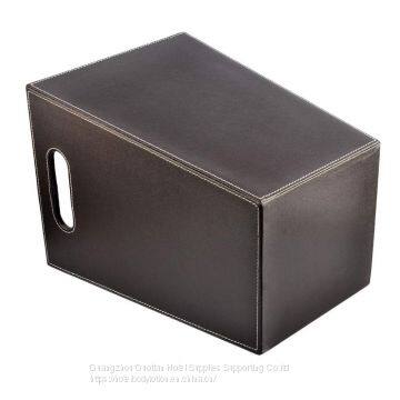 Kitchen Office Cabinet Leather Trash Can Square Wastebasket Paper Basket Trash Organizers Dustbin Garbage Waste Bin (Color : Brown) photo-3