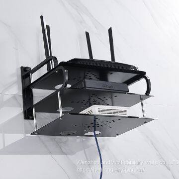 Black Medium Three-layer Aluminum STB Rack Router Wall Mounted Telephone TV STB Rack photo-4
