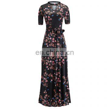 LAITE D2108 Fashion Women Digital Printed Floral Casual Dresses Ladies Plus Size Dresses photo-2