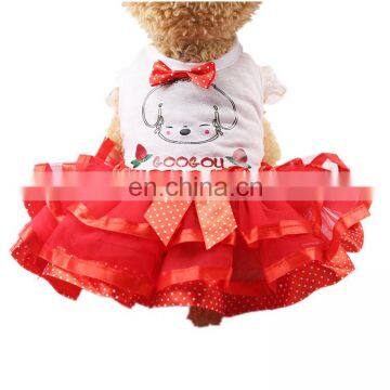 Lovely cheap spring girl dog ruffle dresses summer dog dress pet