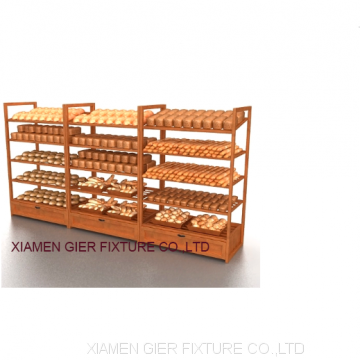 Useful Design Customized Size MDF PD and Metal Material Wood Bread Display Stand photo-3